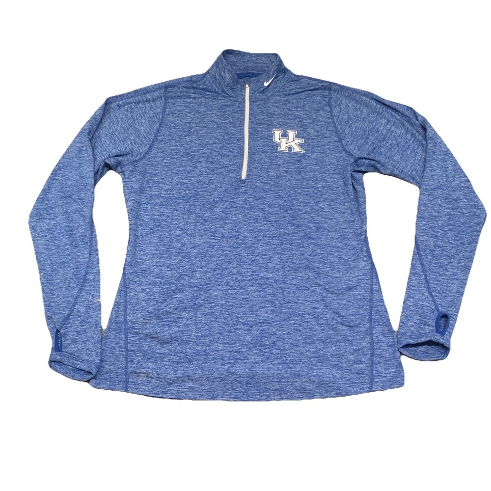 Kentucky Wildcats‎ UK Nike Dri-Fit Golf Blue 1/4 Zip Long Sleeve Pullover XL Run